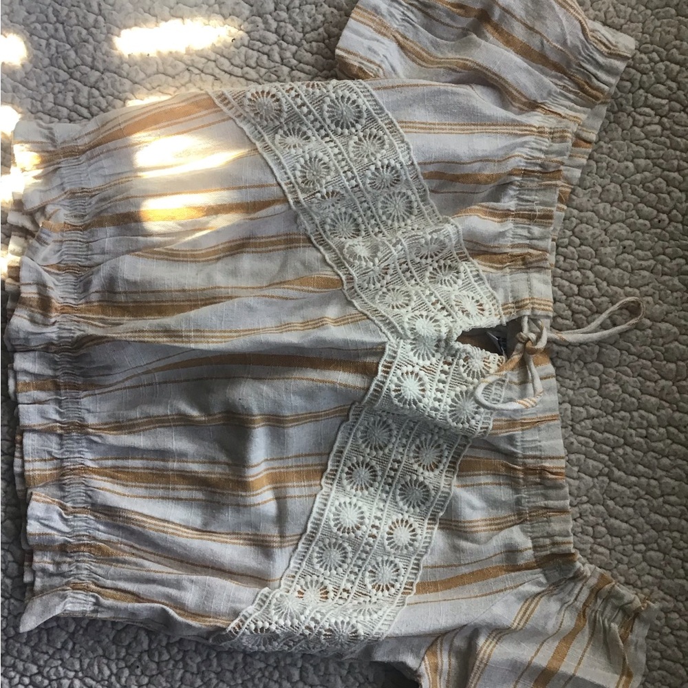 Haute Monde Cream and Tan Striped Top